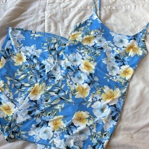 iris Blue Floral Maxi Dress with Yellow & White Blooms